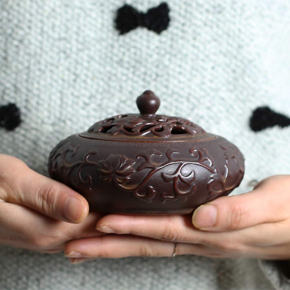Brûleur d'encens en céramique Diffuseur de Parfum, Poêle Aromathérapie Antique Ustensiles Zen Ornaments Convient à Salon Espace de méditation Lieux de beauté comme Salon, Yoga, etc.