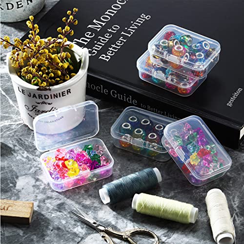 Image of SATINIOR 24 Packs Small Clear Plastic Beads Storage Containers Box with Hinged Lid for Storage of Small Items, Crafts, Jewelry, Hardware(2.5 x 1.7 x 0.8 Inches)