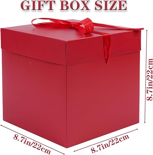 Miniatura 2 de Elephant-package Cajas de regalo de cumpleaños medianas de 8.7 pulgadas con tapa y cinta, cajas de regalo cuadradas  4 unidades (rojo), regalos de