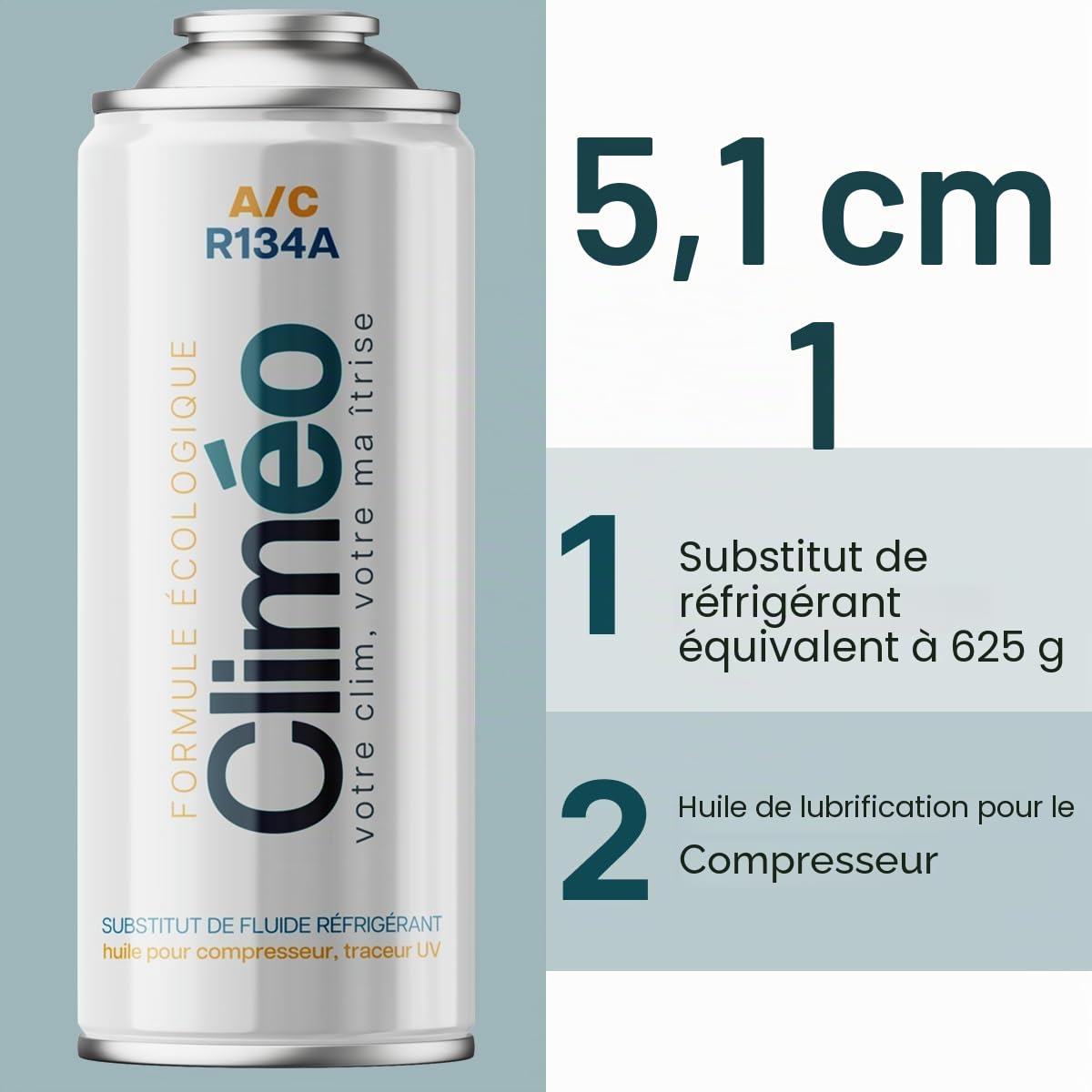 2 x 400 ml et tuyau avec manomètre - Remplacement écologique du réfrigérant R134a/R12 - Remplissage autonome du climatiseur