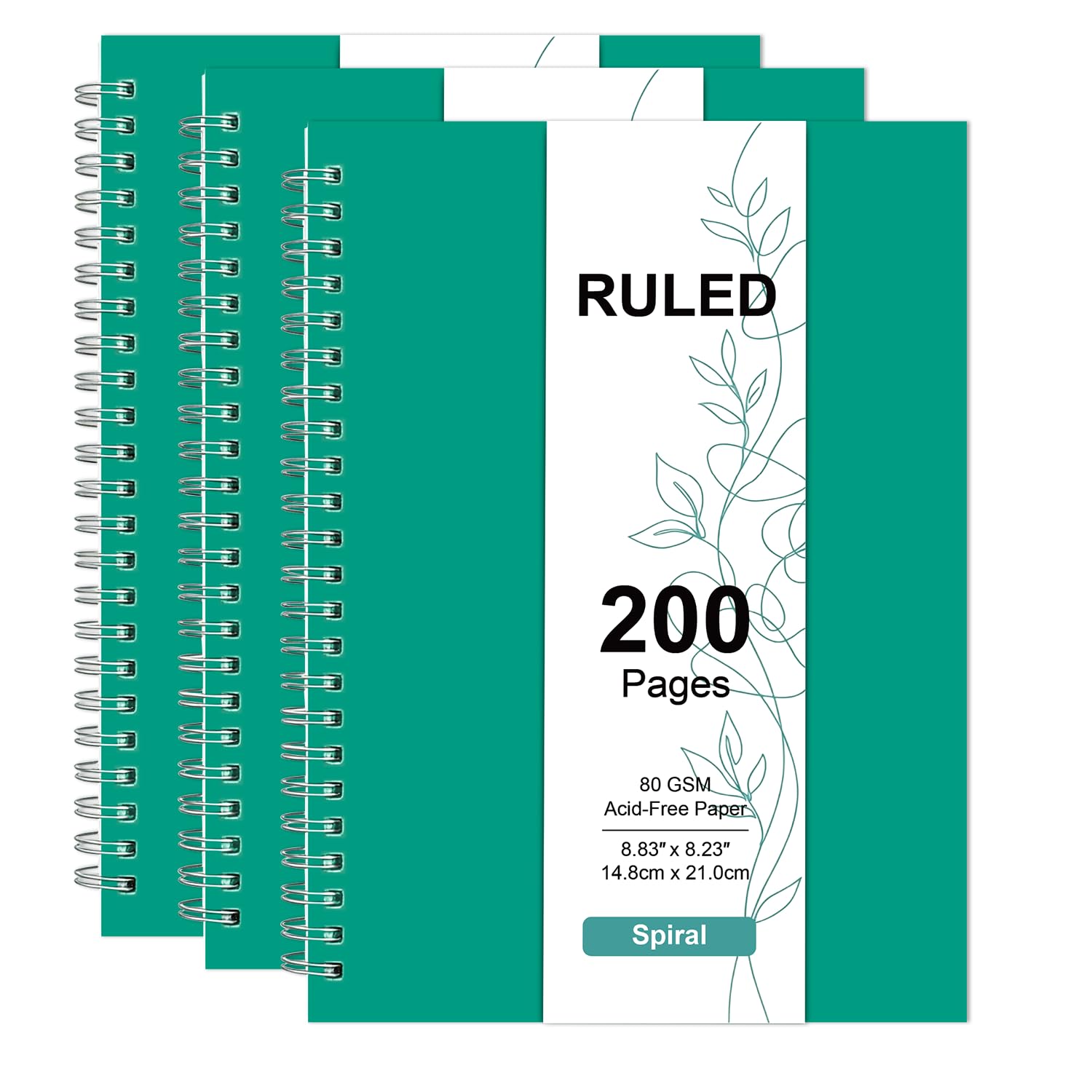 RICHER HOUSE 3 Pack A5 Line Notebook, 200 Pages Spiral Notebook, Ruled Paper Wirebound Notebooks, 360°Double Wire Binding, Bulk Journal Notepad for School, Study, Office Use, Travel