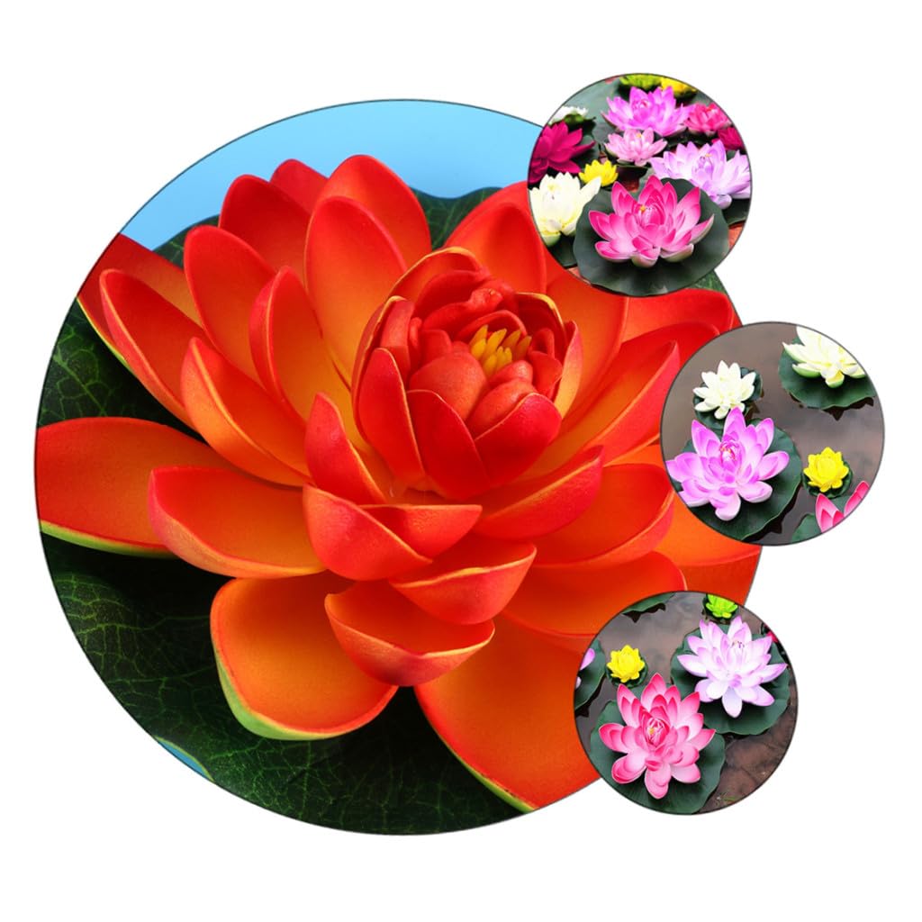 Cabilock 9piezas Flores De Lirio Flotantes Artificiales Decoración De Acuario Diseño Natural y Material PU para Tanques De Peces y Estanques