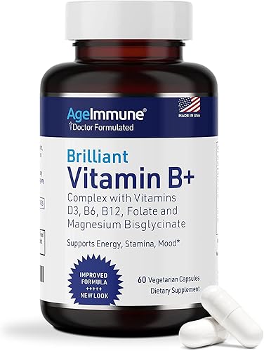 Miniatura 7 de Complejo de vitamina B con vitaminas B6 20 mg, D3 1000 UI, Bisglicinato de magnesio Albion 260 mg, Metil B12 1000 mcg y Folato como metilfolato 600