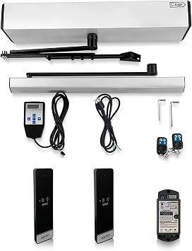Olideauto Automatic Swing Door Opener Compatible for Alexa,Google Home,Phone App,Voice Control Smart Home WiFi Touch Free Auto Door Opener with Wireless Wave Hand Sensors and Wired Receiver 510FW