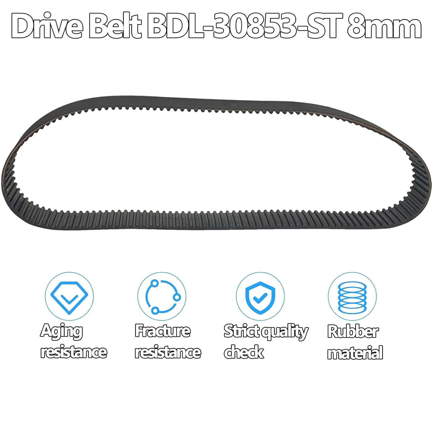 Primary Drive Belt BDL-30853-ST 8mm 1 1/2" 132 Tooth Compatible with Harley-Davidson Electra Glide FLH 1965-1978, Low Rider FXS 1977-1978 w/ 61-41 62-39 62-40 Rear Front Pulley BDL-30853 ST