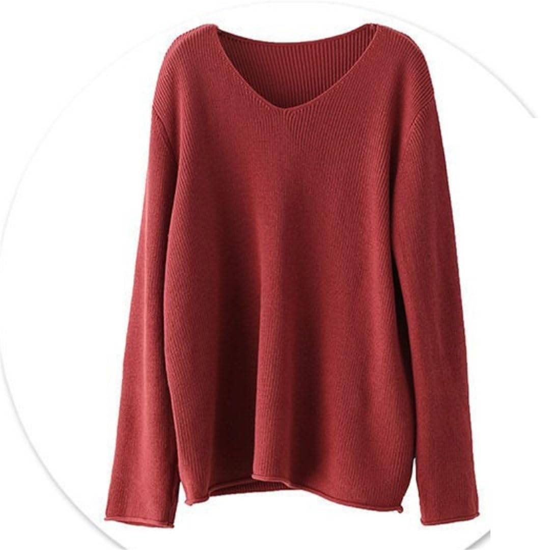 Vogrtcc Maglione oversize da donna lavorato a maglia con scollo a V Pullover a maniche lunghe