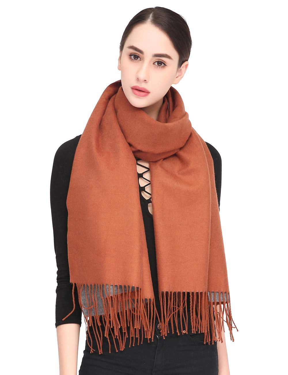 Women Soft Pashmina Scarf Stylish Warm Blanket Scarves Solid Winter Shawl