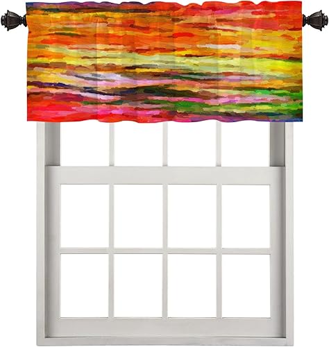 Miniatura 875 de Cenefas de cocina modernas con patrón de cobre marrón dorado para ventanas, cenefas opacas abstractas de marcas de arañazos y cortinas opacas