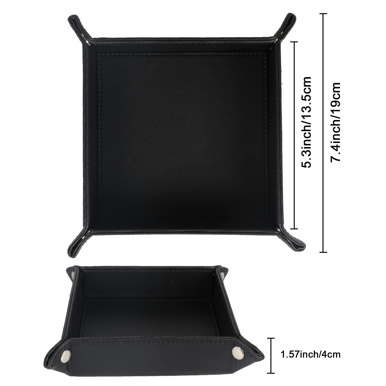 Vassoio Portaoggetti Pelle Svuotatasche Design Moderno Nero Svuotatasche Ingresso con Chiusura a Bottoni per Chiavi Monete Guarda Portafoglio Gioielli