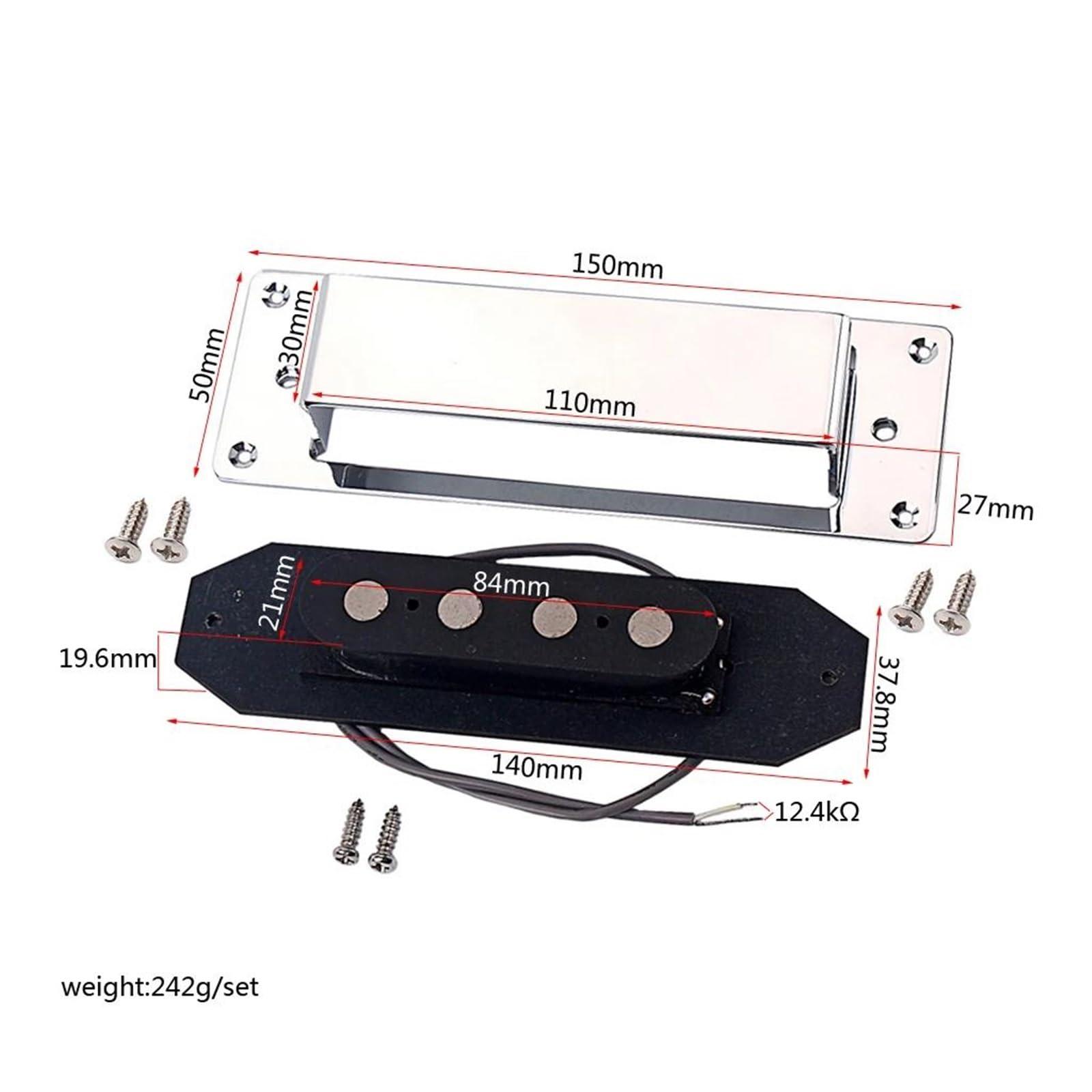 Pastilla De Guitarra Eléctrica Profesional Pastilla De Bajo Eléctrico De 4 Cuerdas | Para accesorios de bajo de cuatro cuerdas Pastilla de guitarra