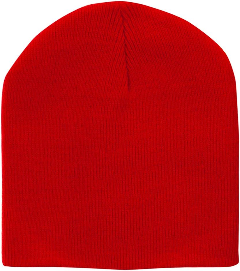 8 Inch Solid Knit Short Beanie Made in USA