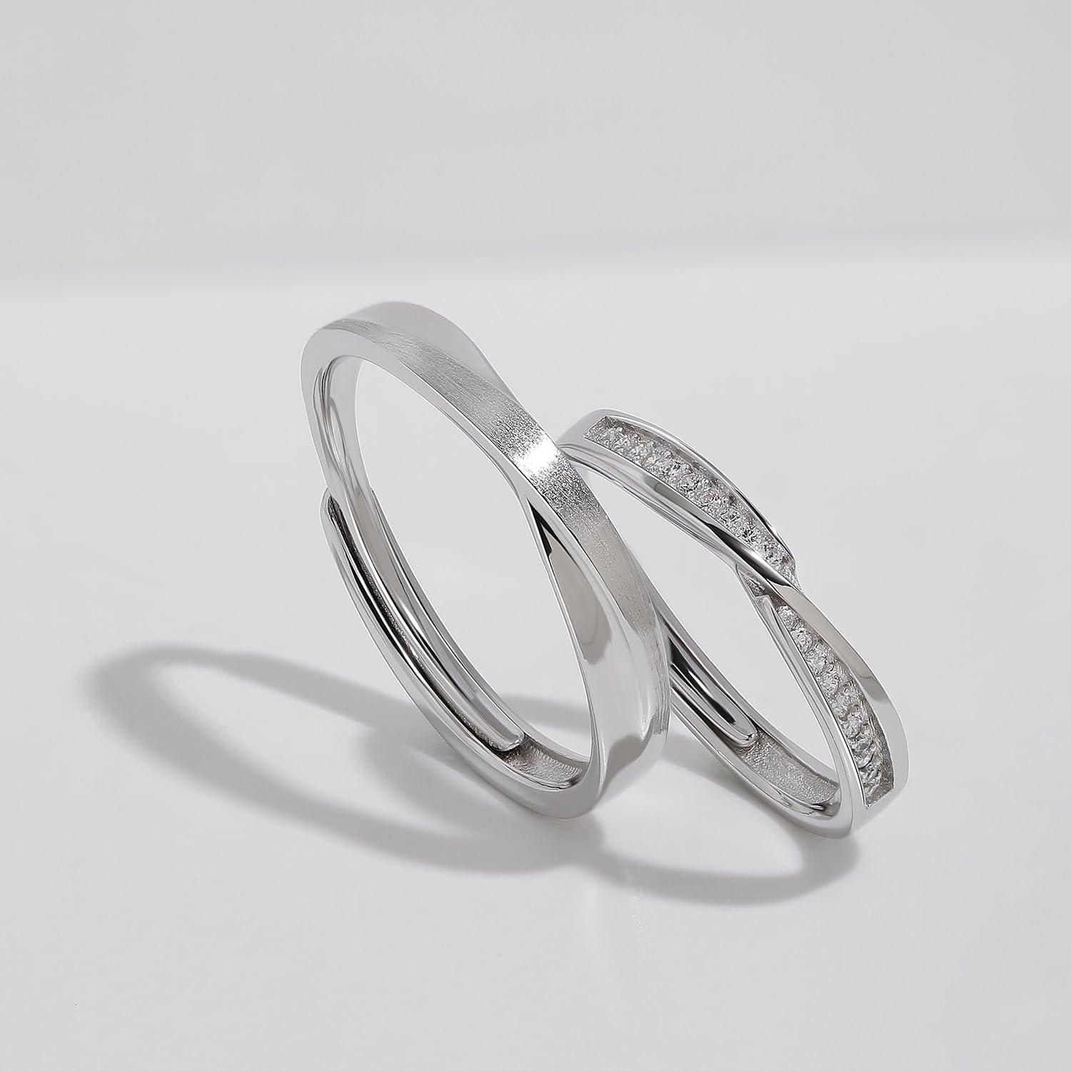 Meissa Juego de Anillos de Promesa Ajustables de Plata de Ley para Parejas, Anillos de Boda a Juego para Hombres y Mujeres, Juego de Anillos de Compromiso Ajustables