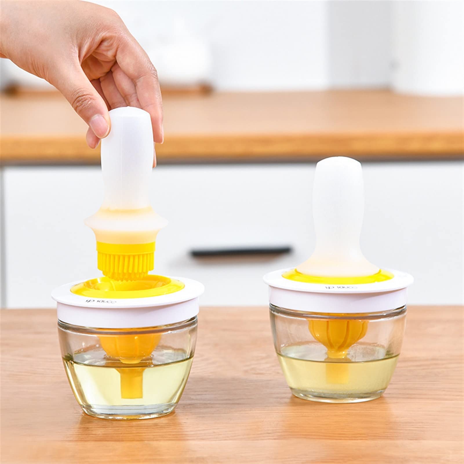 Pulvérisateurs d'huile cuisine avec récipient en verre transparent et pinceau silicone