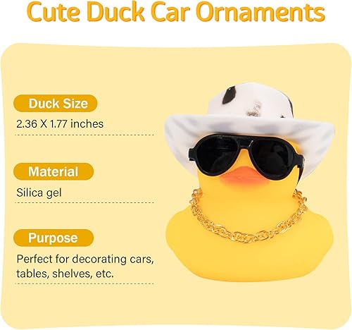 Miniatura 5 de wonuu Adornos de pato de goma para automóvil, decoración de tablero de automóvil de pato amarillo con casco de hélice para decoración navideña y