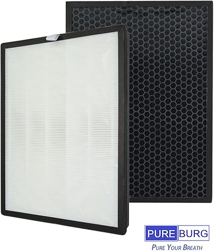 Miniatura 5 de PUREBURG Filtro de repuesto compatible con el purificador de aire COLZER BKJ-33, 1 paquete de carbón activado HEPA H13 2 en 1 3 etapas de filtración