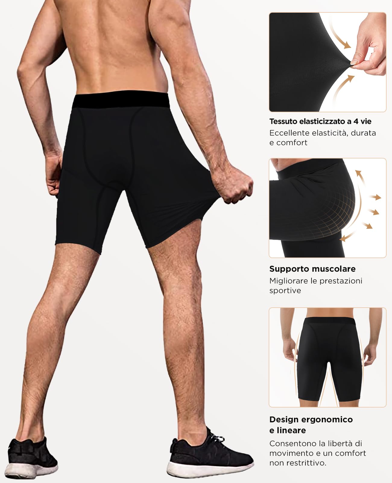 Niksa Uomo Pantaloncini Fitness Pantaloni Corta Compressione Leggings 3 Pezzi,Compression Baselayer Shorts Sportivi Pantaloncini da Fitness Pantaloni Jogging Running