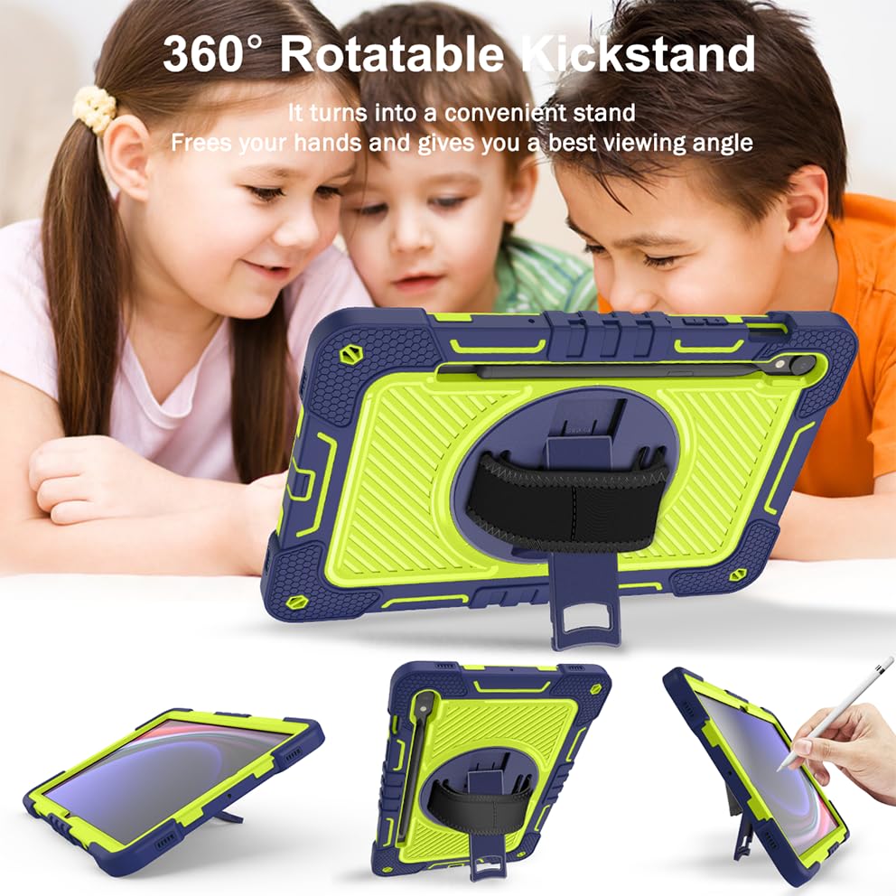 Coque de protection pour Samsung Galaxy Tab S10 Lite et S9 FE antichoc avec porte-stylo vert - 2