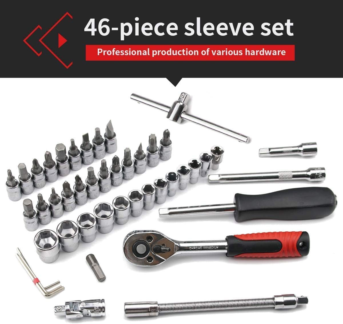 ALI SHIPPING Comprehensive 46-Piece Tool Kit Set with Assorted Hand Tools, Screwdrivers, Wrenches, Pliers, and Accessories for Home Repairs, DIY Projects, and Professional Use 3