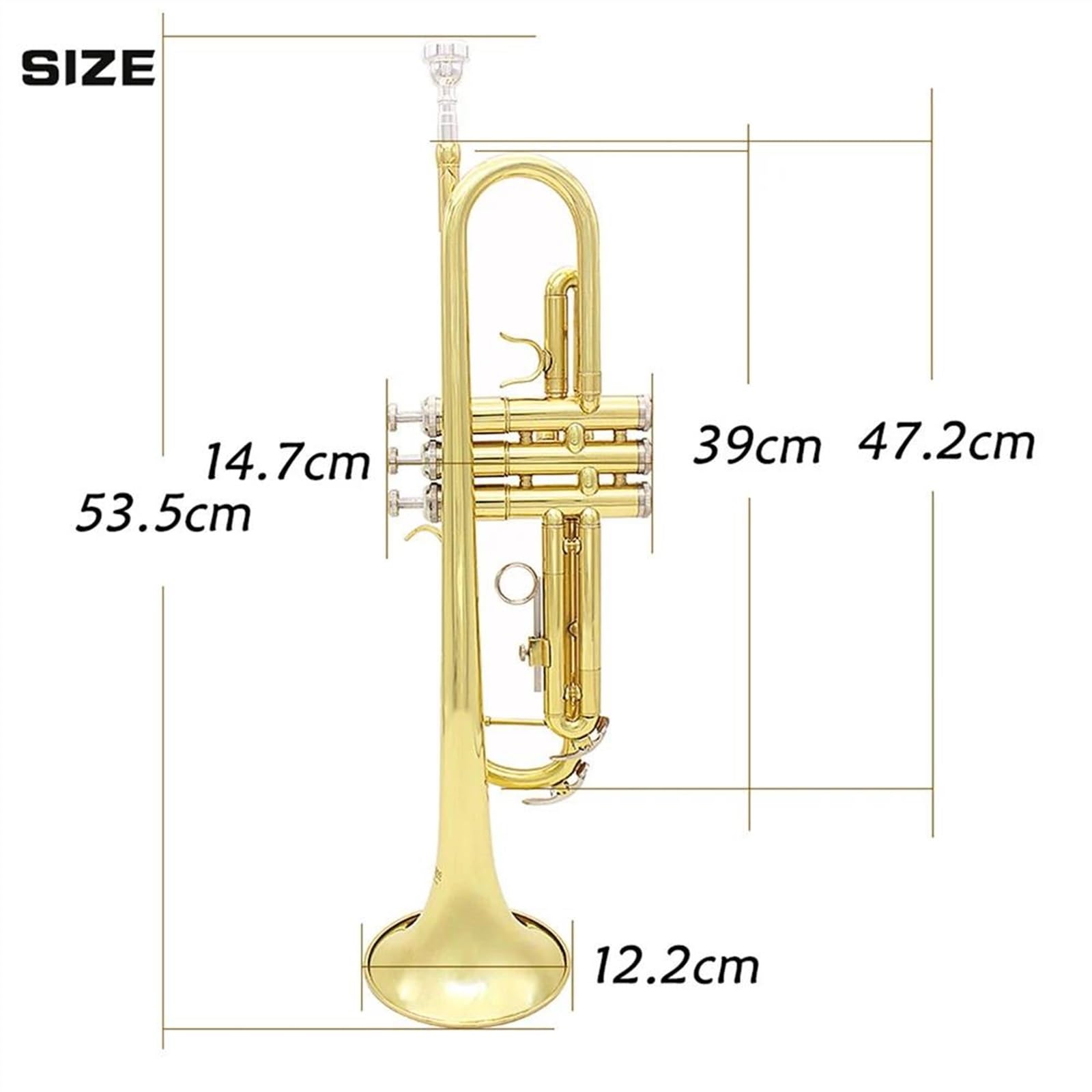 Professionisti tromba Tromba Musicale Professionale In Sib Materiale In Ottone Trompeta Strumento A Fiato Con Custodia Per Cinturino Per Guanti(Color:Gold silver)