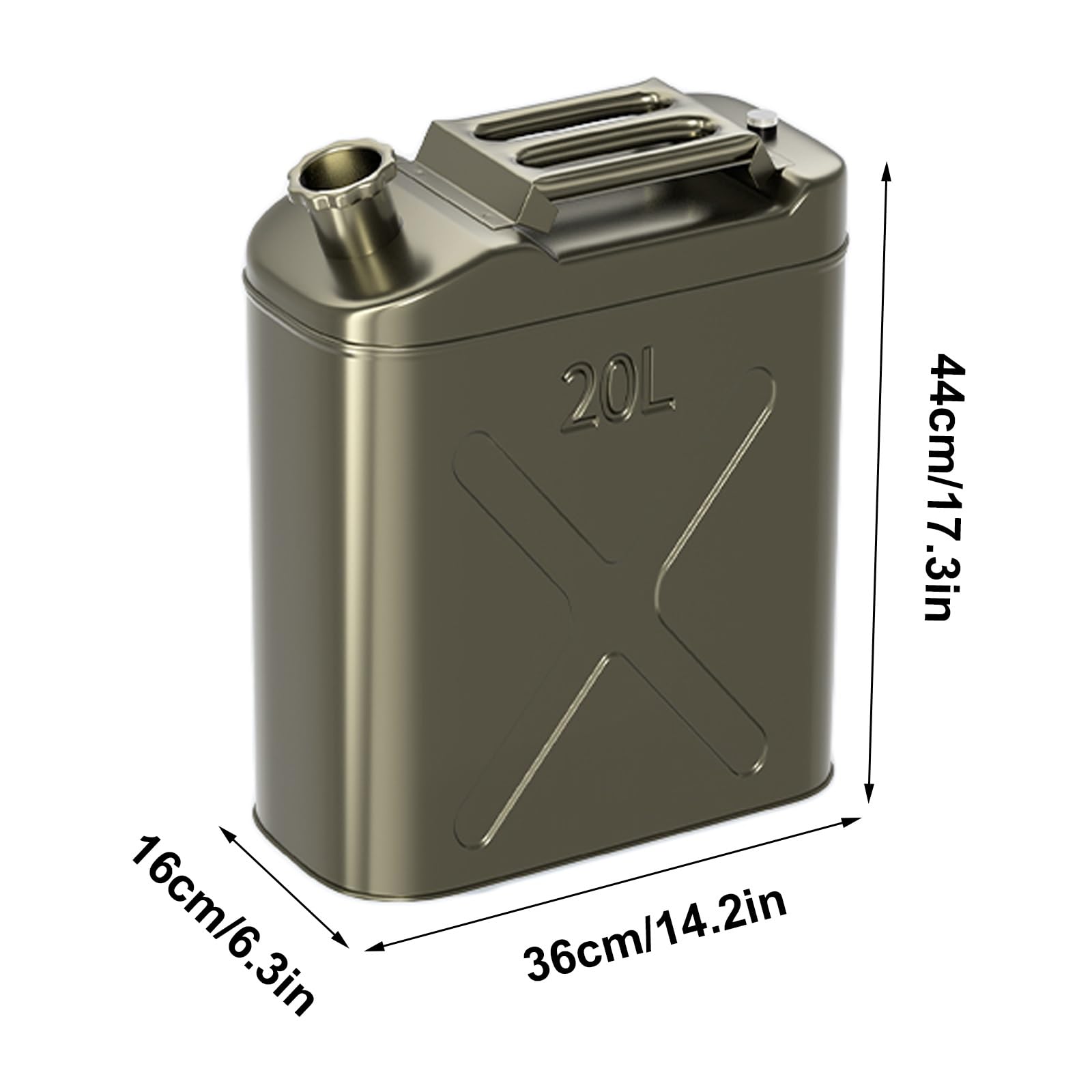 Contenedor de Gasolina de Acero Inoxidable para Camping, garrafa metálica de 5 galones - Gran Capacidad, portátil y Duradera (Grande)