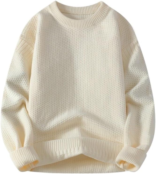 Men's Winter Casual Round Neck Sweater Base Knit Oversized Loose Sweaters