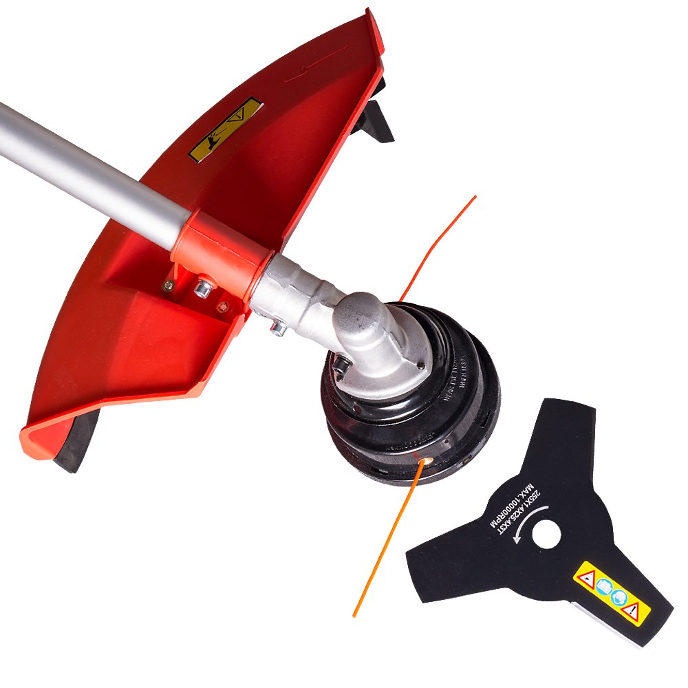 IPOTOOLS Desbrozadora 5 en 1, 52 cc, 3 CV, gasolina, desbrozadora, bobina de hilo, 3 dientes, correa de mochila, sierra de podar, cortasetos, certificado TÜV