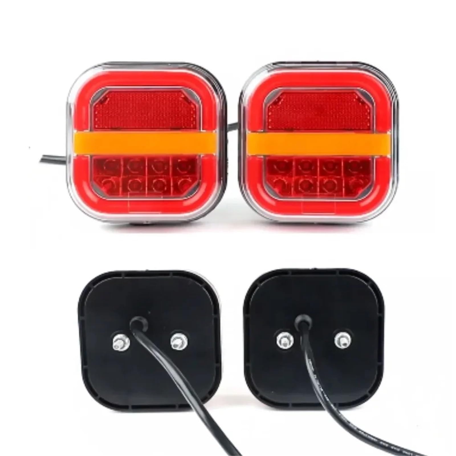 Luz Trasera 2 Luces LED Traseras 4 Pulgadas 12V 24V Para Matrícula Intermitentes Freno Parada Marcha Atrás Para Camión Remolque Furgoneta.