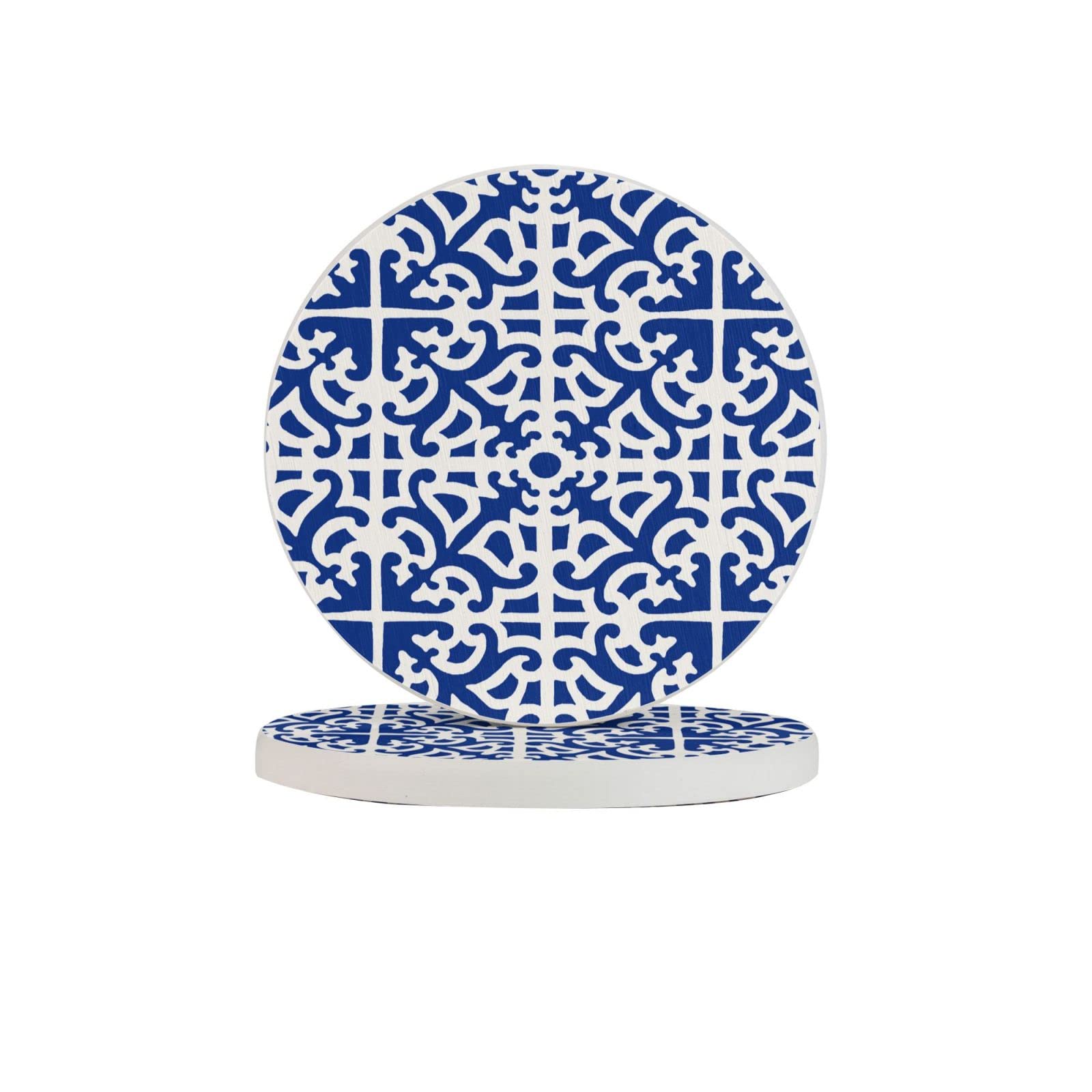 Indigo Six Piece Coaster Heat-Resistant Reusable Saucers for Drinks Wine Glasses Plants Cups Mugs