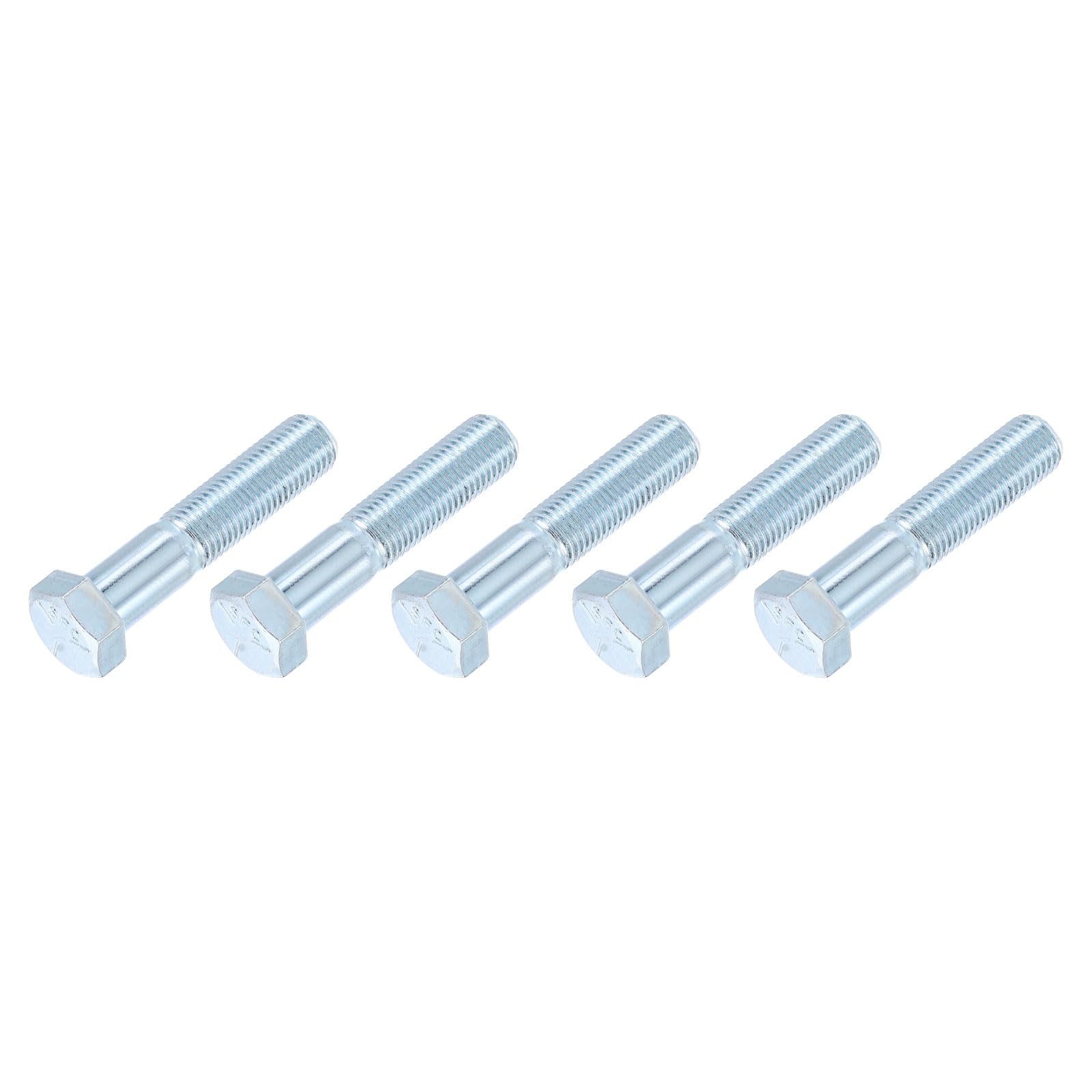 METALLIXITY Hex Bolts (7/16-20 x 2") 5Pcs, Carbon Steel Zinc Plated, UNF Fine Thread, Partially Threaded, External Hex Drive