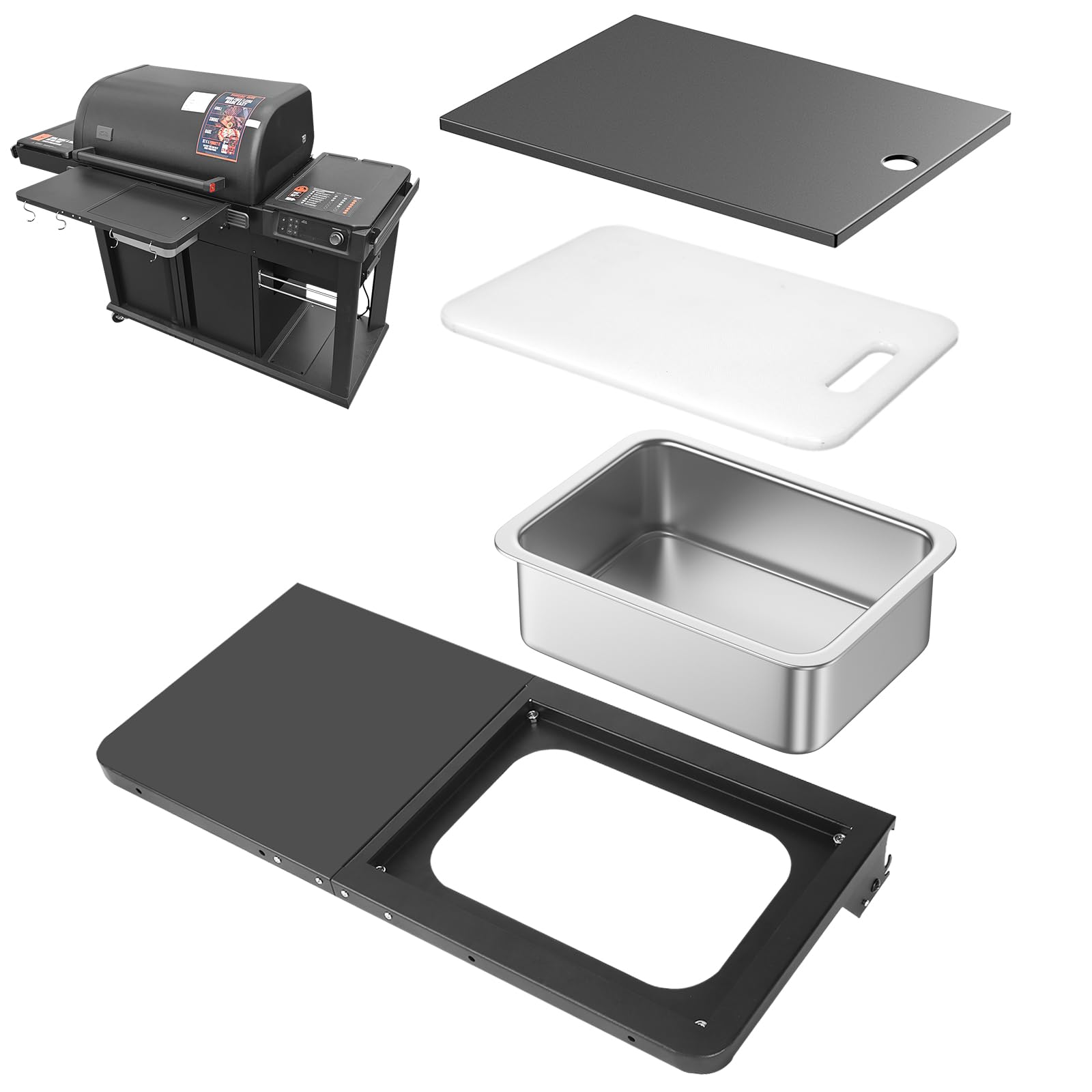 Utheer Folding Front Shelf for Traeger Woodridge Pro/Elite, Ironwood/XL