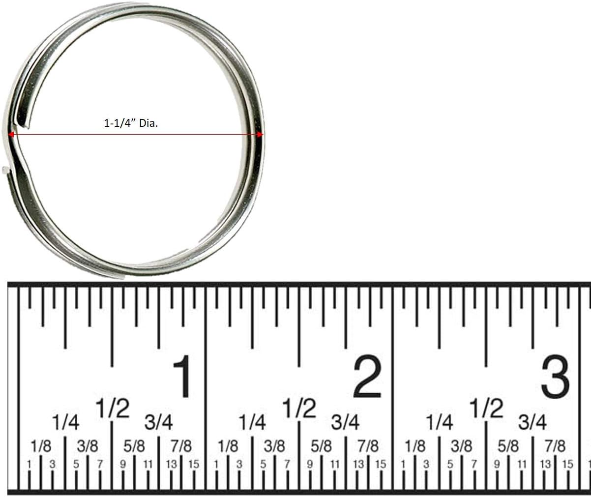 Lucky Line 76600 Plated Steel Split Rings, 1-1/4", 100 Per Box, 1-1/4", Nickel image 3