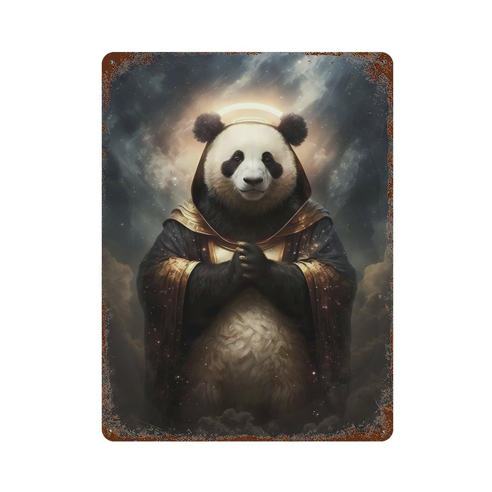 Panda Hip Rusty Metal Tin Sign 15.7"x11.8", for Shed, Workshop And Garage Wall Decor, Shabby Chic Decor