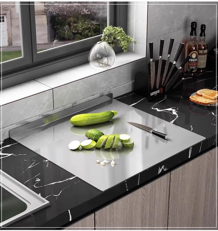 Stainless Steel Cutting Board - 40x30cm Heavy Duty Chopping Board for Meat, Cheese, Vegetables - Dishwasher Safe, Rustproof & Knife-Friendly - Oven & Serving Tray Use