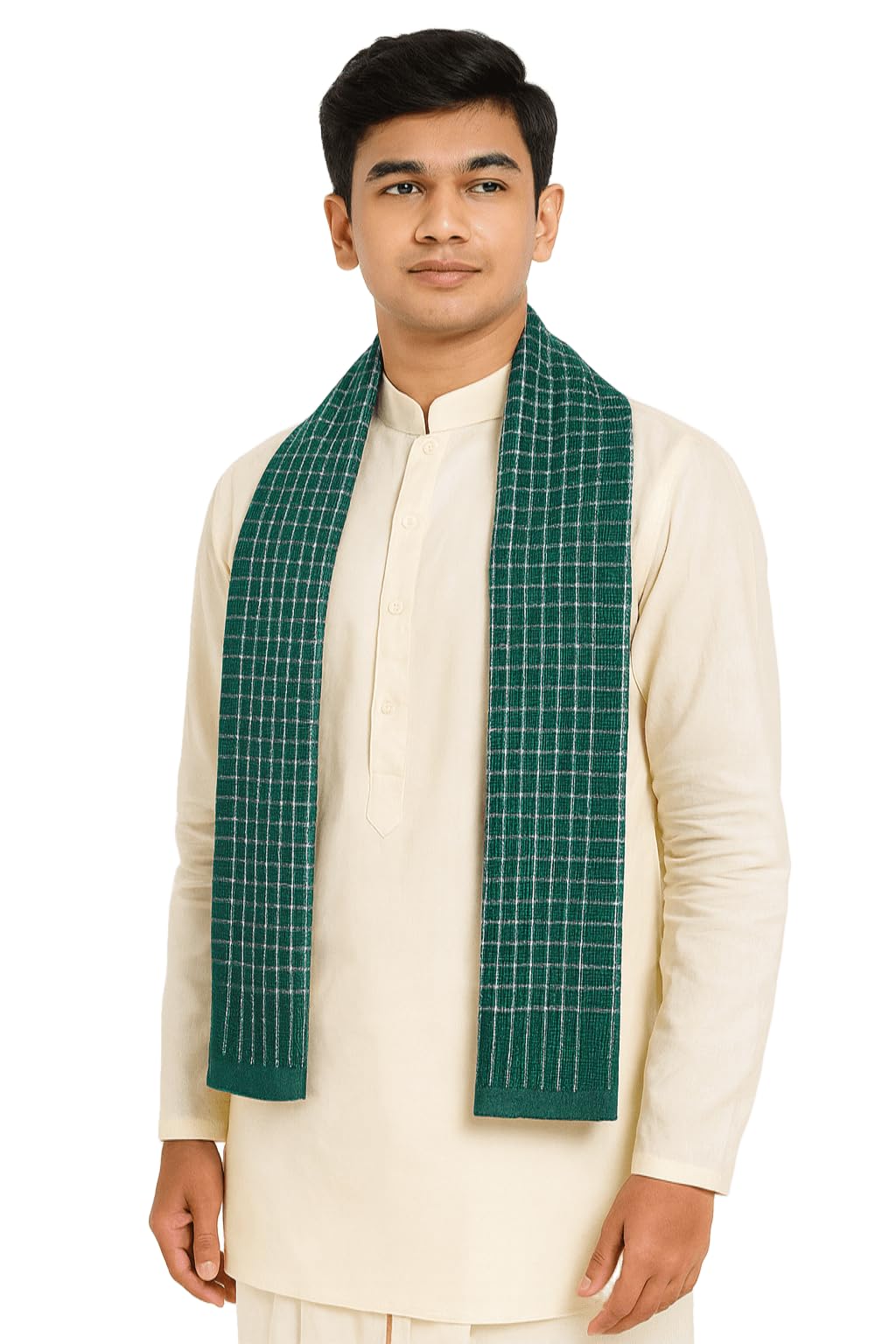 VANDNA INTERNATIONALTRADERS Men’s Cotton Dupatta – Handloom Checked Pattern, Soft & Lightweight, Traditional Indian Ethnic Scarf, Green, Casual Fastival-image-26