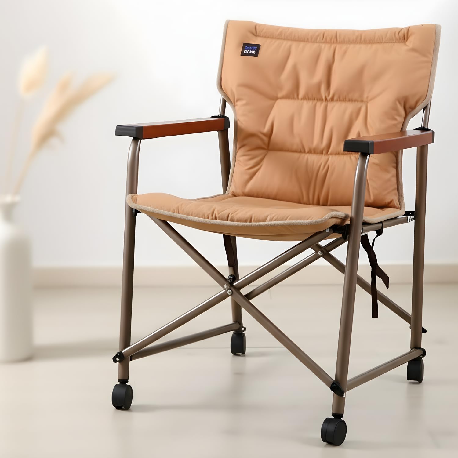 Foldable Camping Chair with Wheels & Armrest | Heavy Duty Portable Outdoor Chair for Camping, Picnic, Garden, Beach & Balcony | Comfortable Padded Seat, Strong Metal Frame, Easy Move Design-image-29