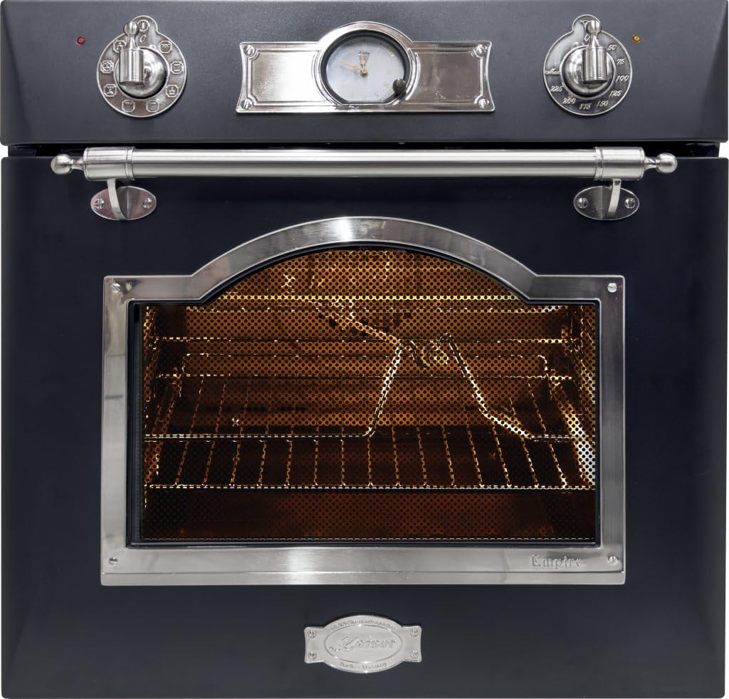 KAISER Einbaubackofen EH 6355 Em Sil mit 1-fach-Teleskopauszug, Retro Elektro Einbau Backofen Autark 60 cm 67L 8 Funktionen in Schwarz
