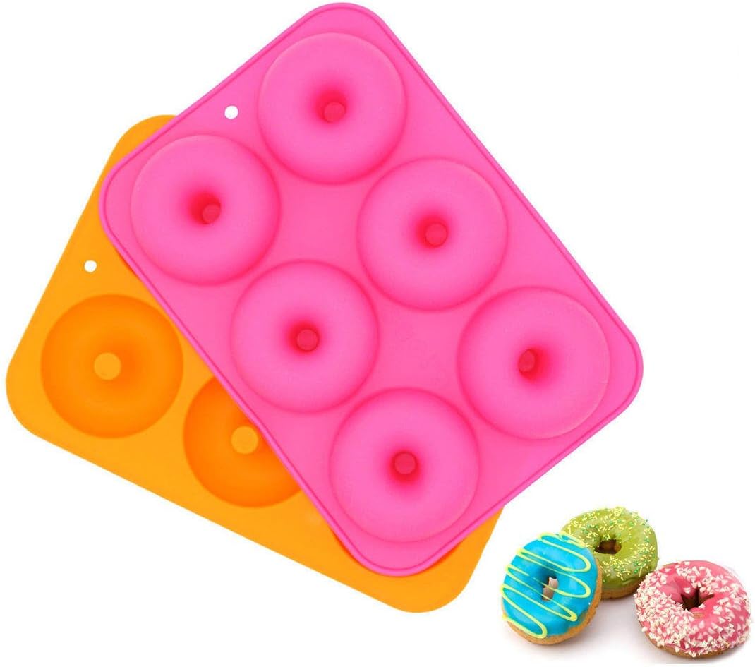 LuckyStar365 2PCS 6Cavity Silicone Donut Pan, NonStick