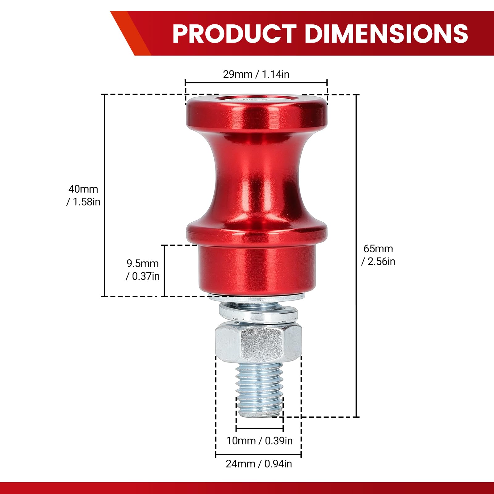 Supporto robusto in alluminio per verricello con gancio e bullone in acciaio, 10 mm, 3/8" 1/2", a forma di U, verricelli semi di collegamento (rosso)