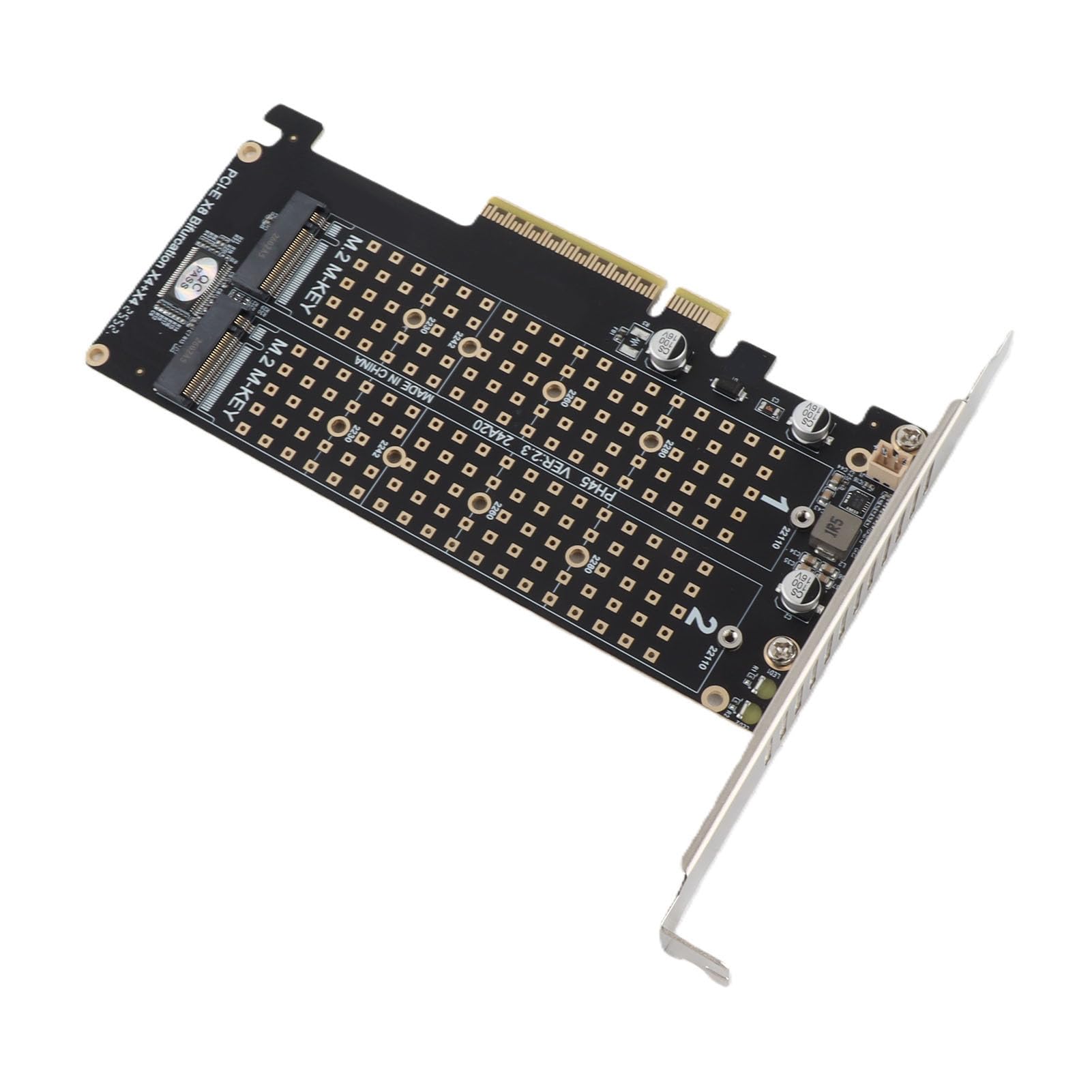 Adapterkaart met 2 X 32Gbps Uitbreidingskaarten, Dubbele M.2 NVMe SSD Naar PCIE X8 M Key Harde Schijf Converter Lezer Uitbreidingskaart, Ondersteuning Full Speed ​​NVME SSD/M.2 PCIE(ph45