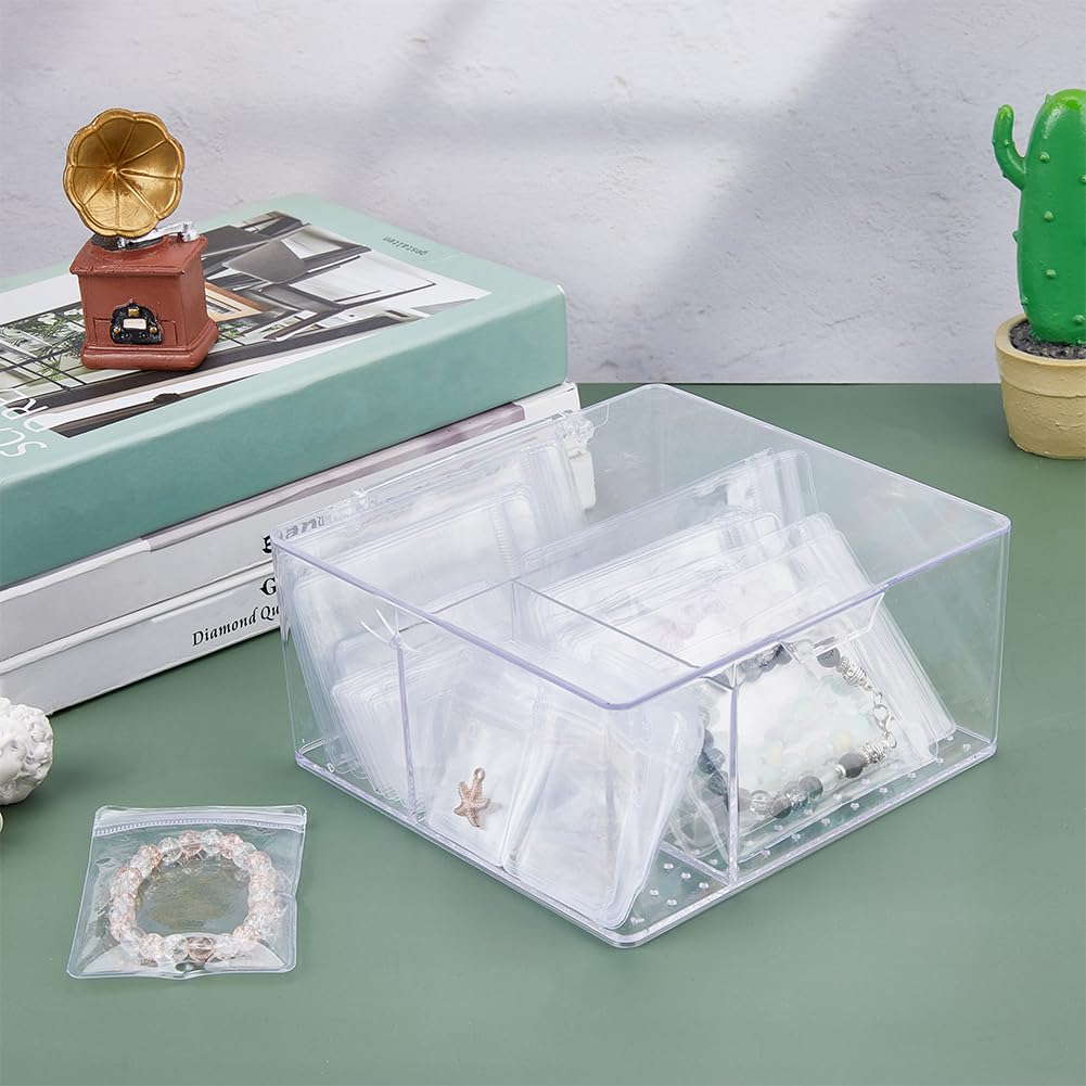 SUPERFINDINGS Schmuckschatulle Aus Acryl Mit 80 tragbaren Anlaufgeschützten Schmuckbeuteln Transparenter Schmuckaufbewahrungsschublade Organizer Etui Für Ohrringe Ringe Armbänder Halsketten