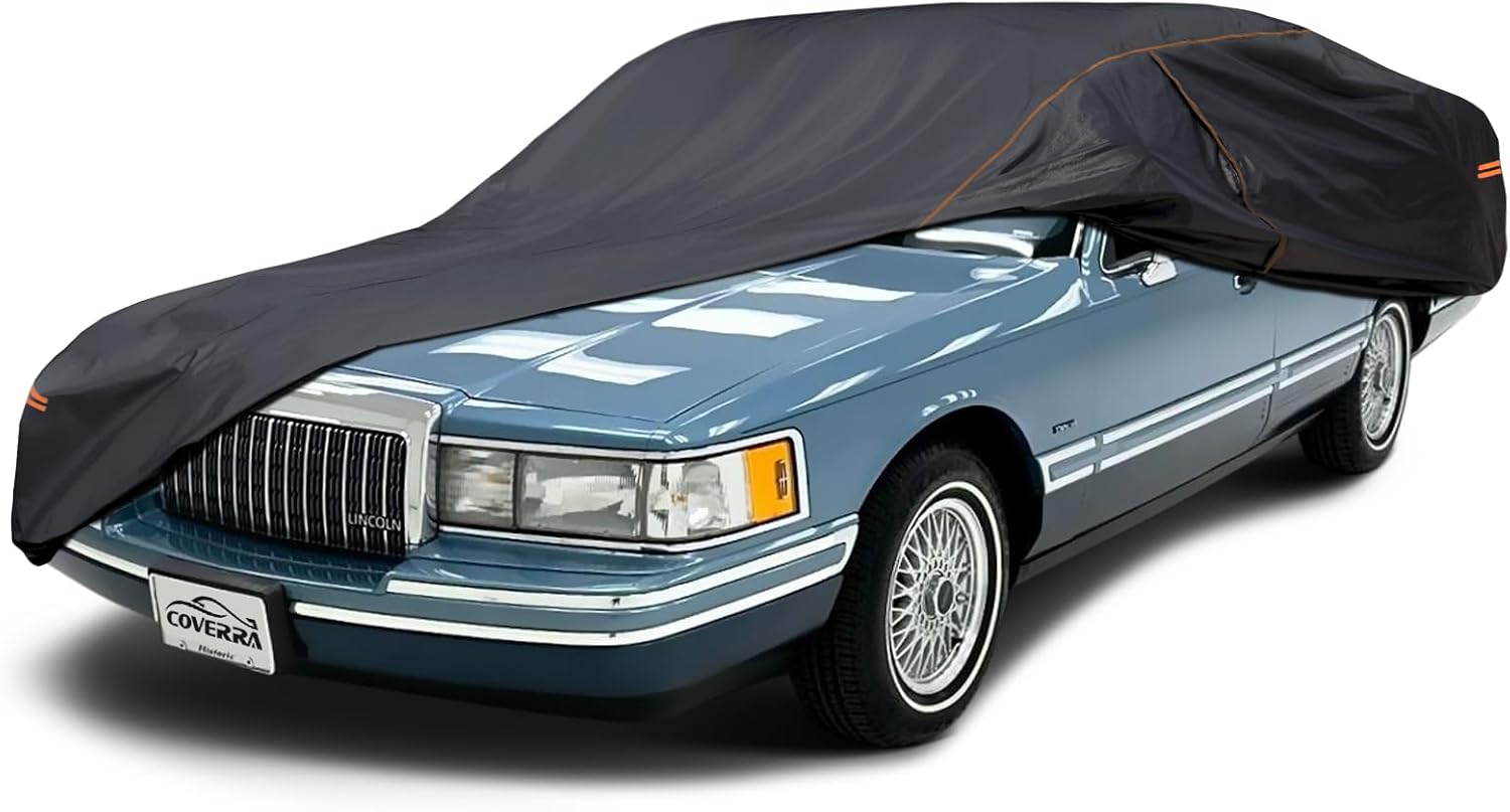 Car Cover Custom Fit for Lincoln Town Car 1981-1997, 6 Layer Heavy Duty Waterproof All Weather Car Tarp Outdoor Protection with Cotton Lining