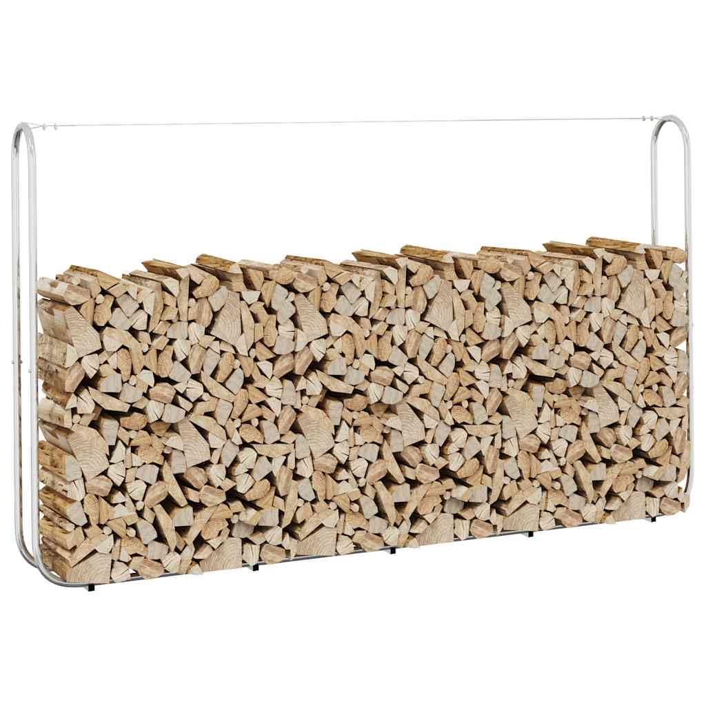 Kaminholzregal aus verzinktem Stahl 250x25x150 cm mit Stahldraht für Brennholz Lagerung im Garten Terrasse und Innenbereich, robust und wetterbeständig für Ofen und Kamin