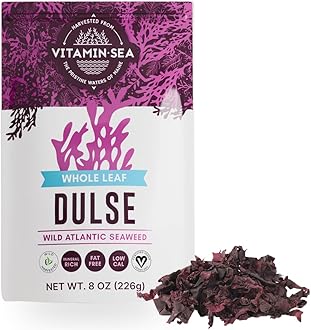 VITAMINSEA Dulse Dried Seaweed | Wild North Atlantic Seaweed for Snacking, Seasoning, Soups & Salads | Rich in Vitamins, Minerals & Antioxidants Perfect for Thyroid Support | Whole Leaf (8 OZ)