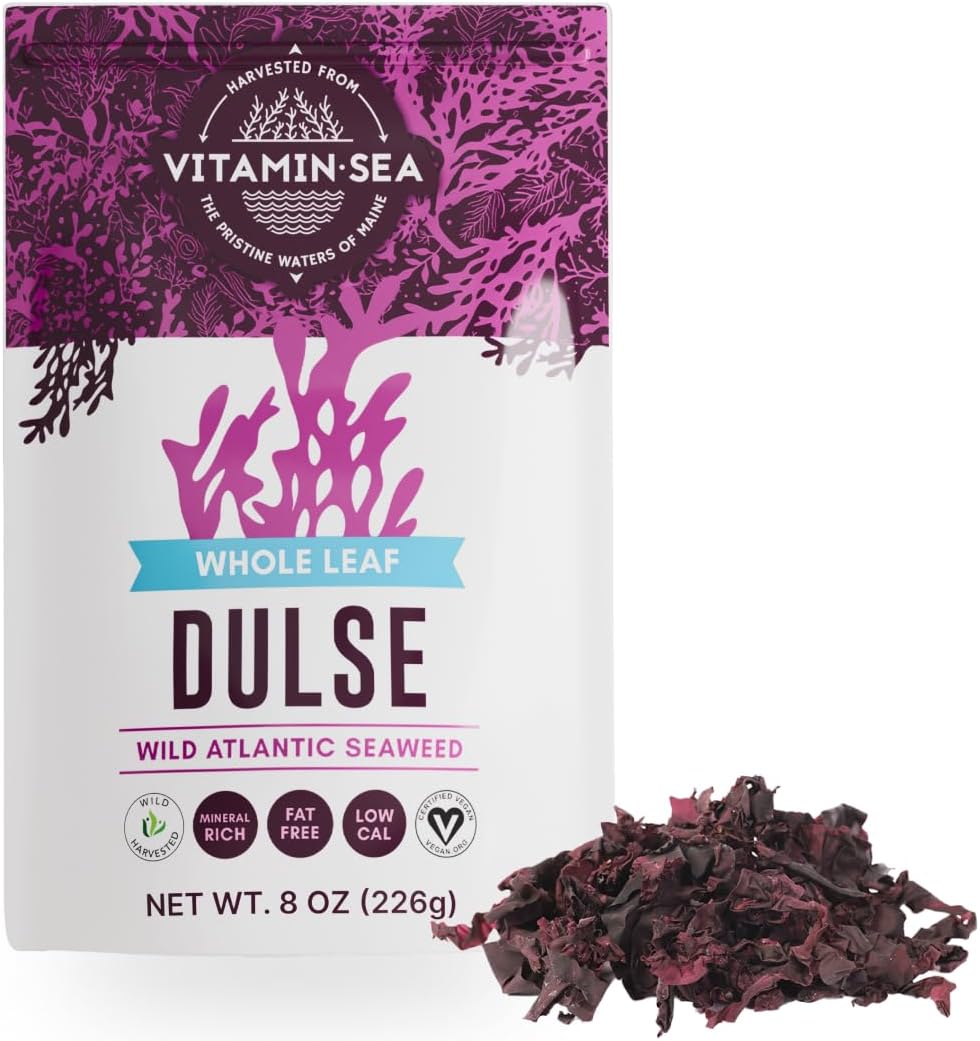 VITAMINSEA Dulse Dried Seaweed | Wild North Atlantic Seaweed for Snacking, Seasoning, Soups & Salads | Rich in Vitamins, Minerals & Antioxidants Perfect for Thyroid Support | Whole Leaf (8 OZ)