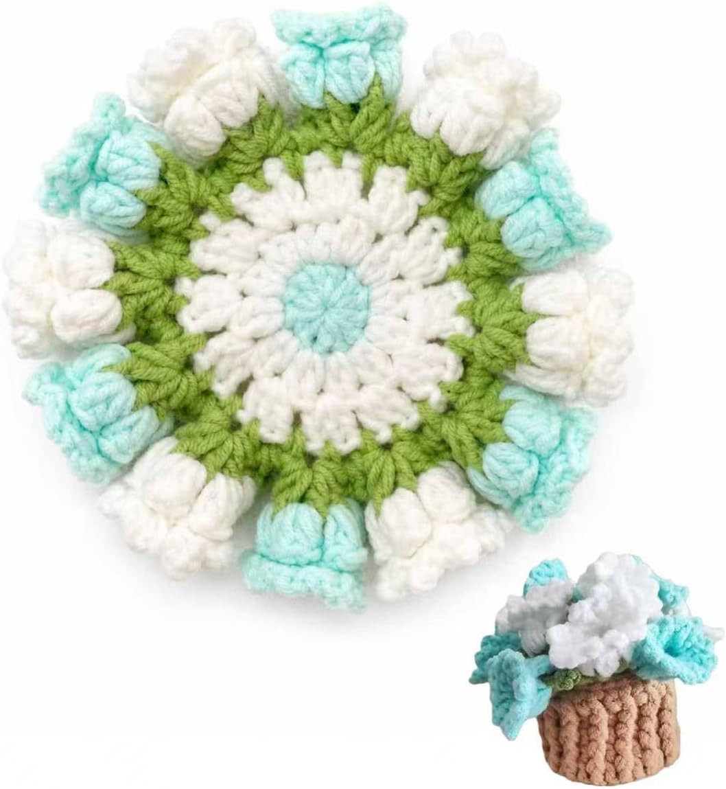 Handmade Crocheted Floral Coasters, Crocheted Bouquet Blanket