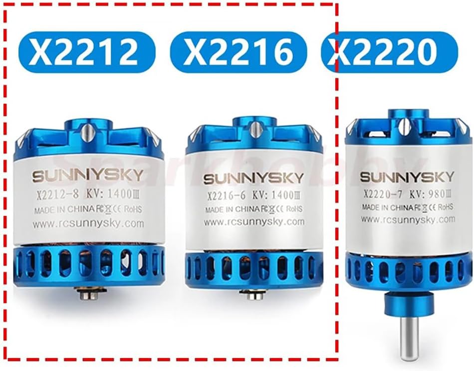 SPARKHOBBY X2212-III X2216-III 2212 2216 X Series 980/1250/1400/2600KV Short Flat Shaft for Sunnysky Brushless Motor Large Thrust Fixed-Wing (X2216-III 2600KV)
