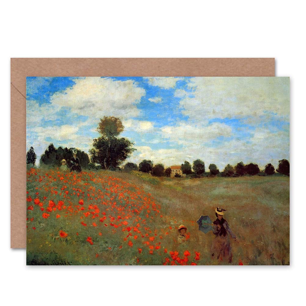 Wee Blue Coo Blue Wee Coo Claude Monet Les Coqueliquots Old Master Painting Blank Greetings Card