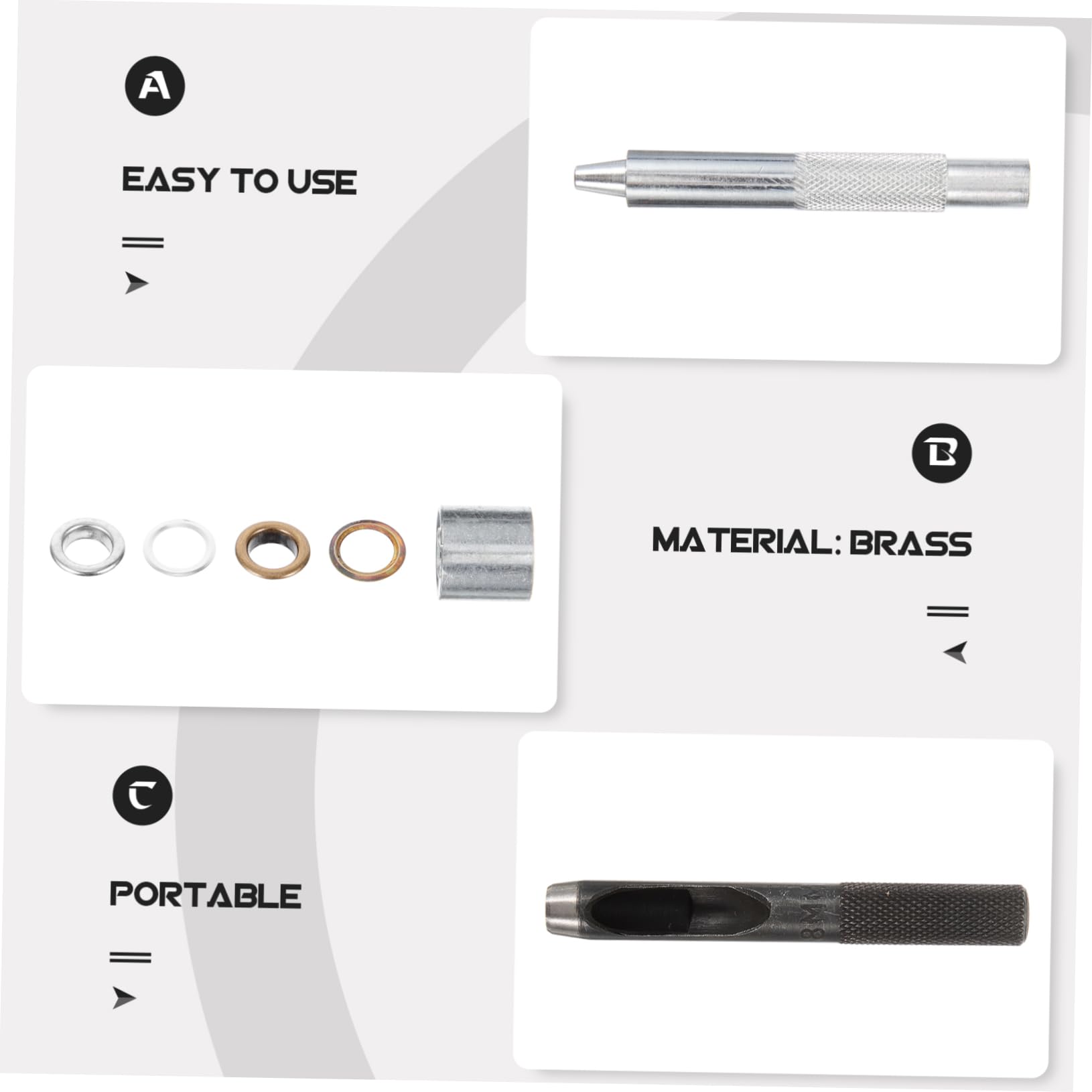 TEHAUX 200pezzi Kit Di Occhielli Metallo Strumenti Occhielli e Pratico Per Scarpe Abbigliamento e Progetti Fai Te
