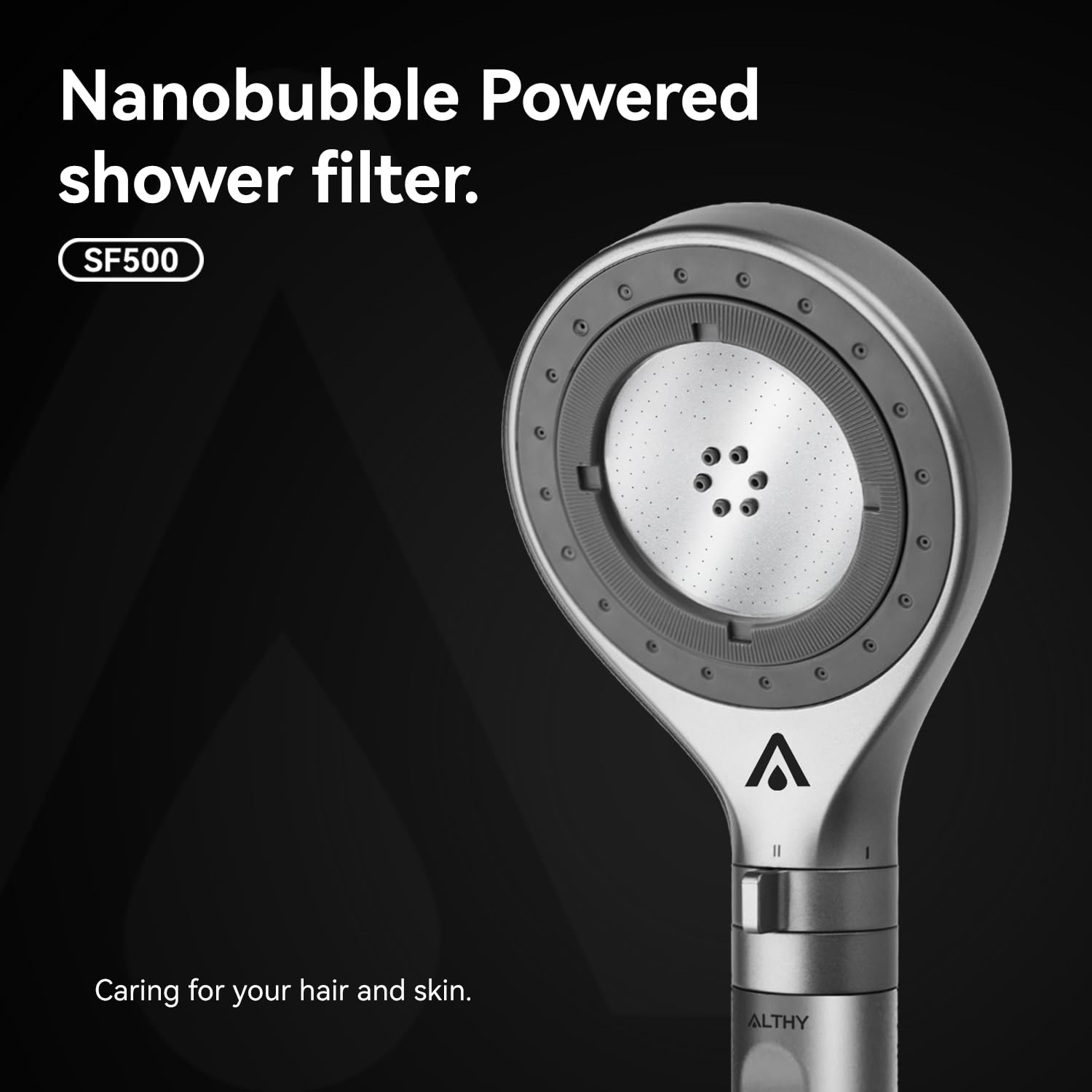 ALTHY Nanobubble Ducha de mano con filtro | Nanoburbujas 7.6 B - Limpieza profunda e hidratante | Filtro carbón activado | Cuidado piel/cabello | 3 modos con parada agua