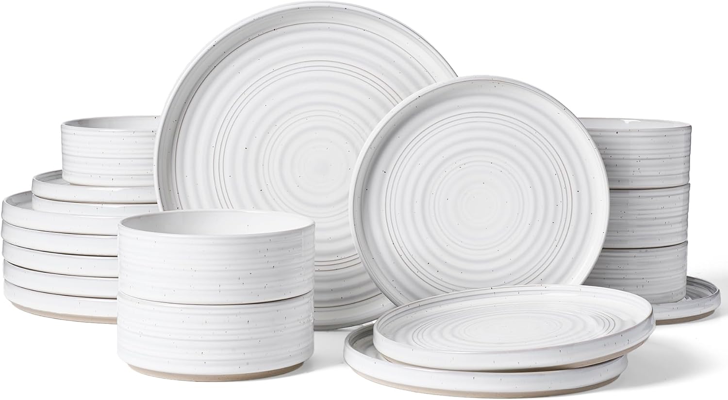 Stoneware dinnerware set for 6 (18 pieces) with speckled reactive glaze
